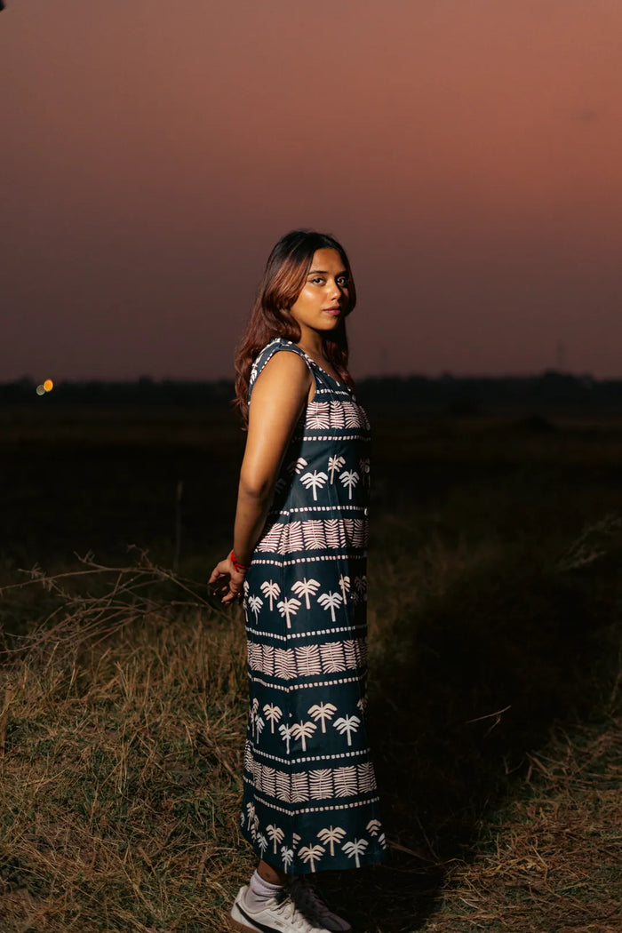 The Tiered Indigo Maxi